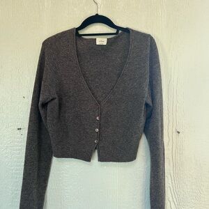 Aritzia Wilfred Charcoal V-Neck Cardigan